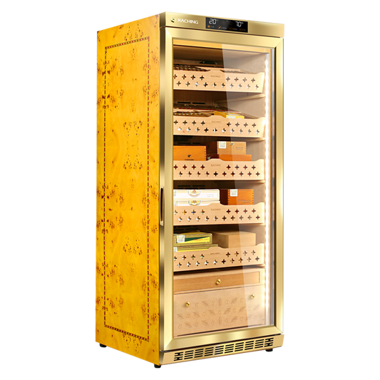 Raching Gold Electronic HumidorRACHING MON1800A Electric Cigar Humidor Cabinet Gold