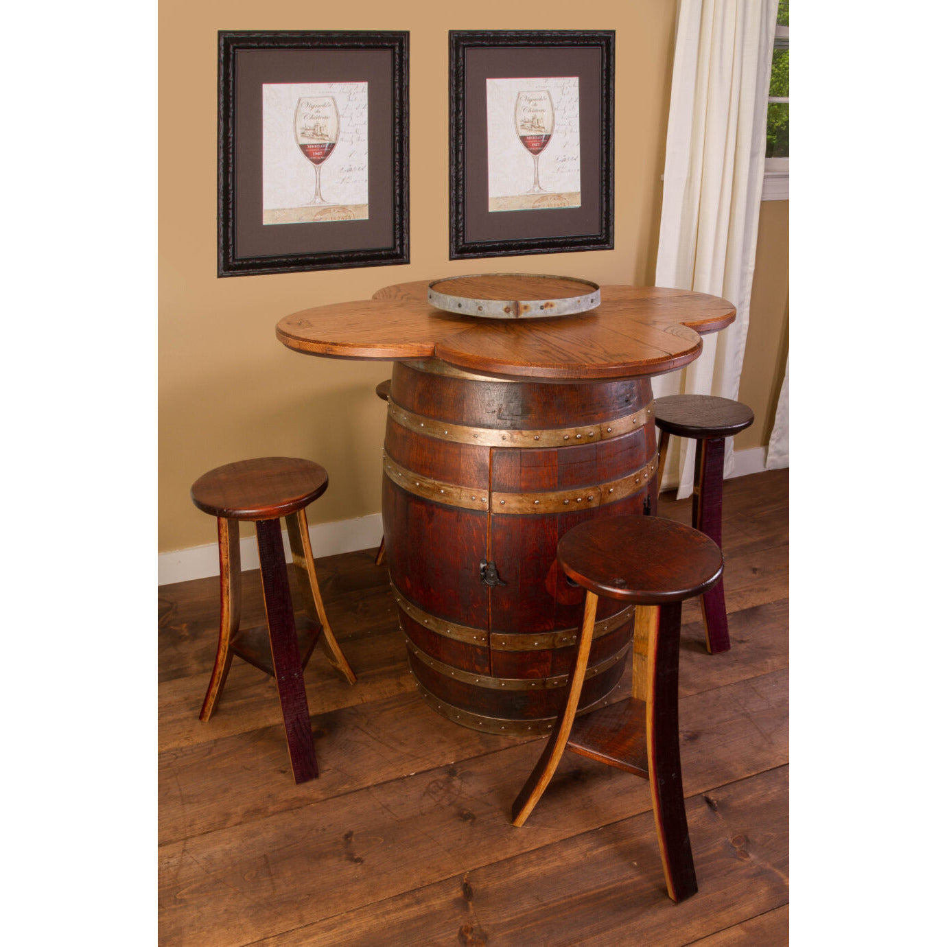 Napa East - Wine Barrel Round Top Table Set Cabinet Base