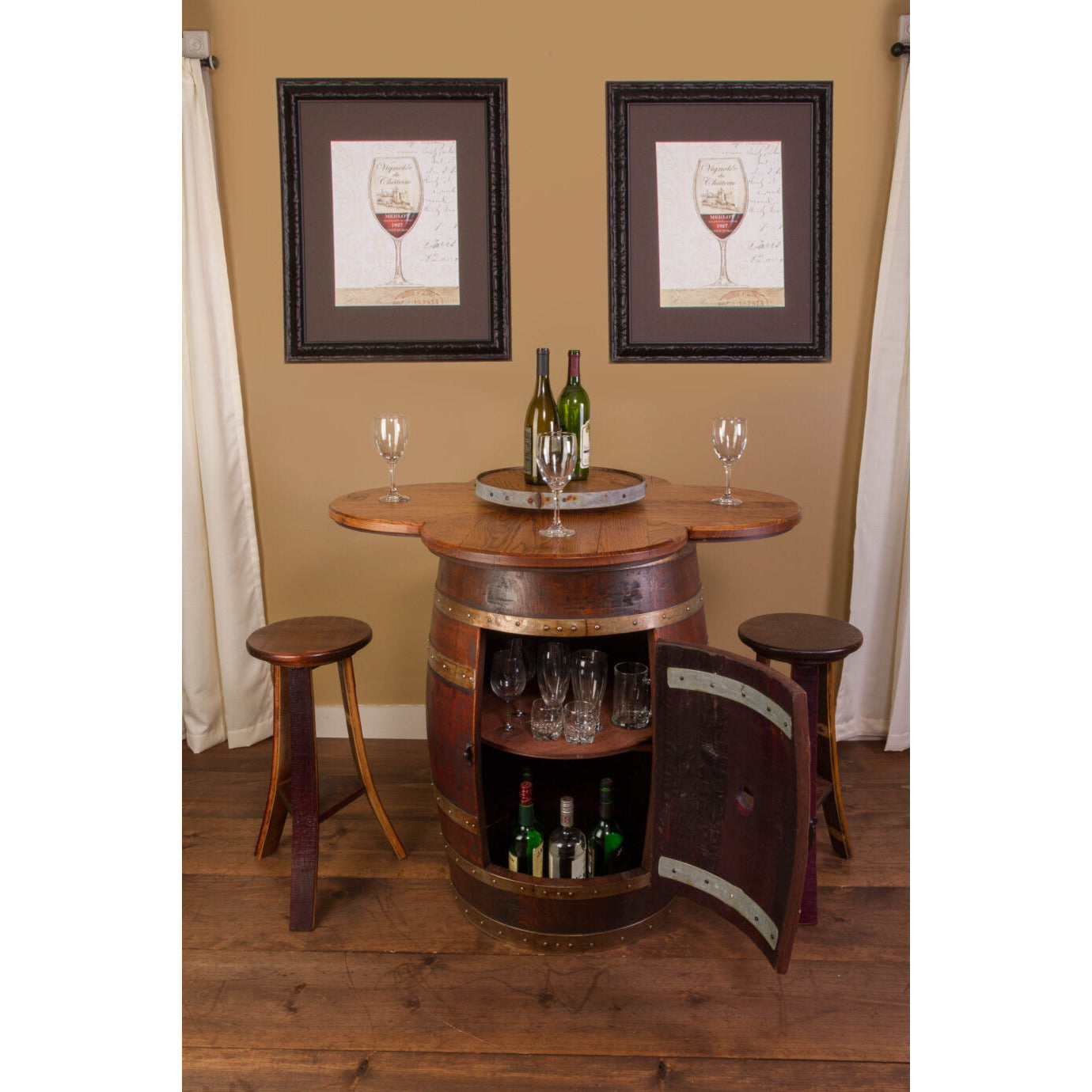 Napa East - Wine Barrel Round Top Table Set Cabinet Base