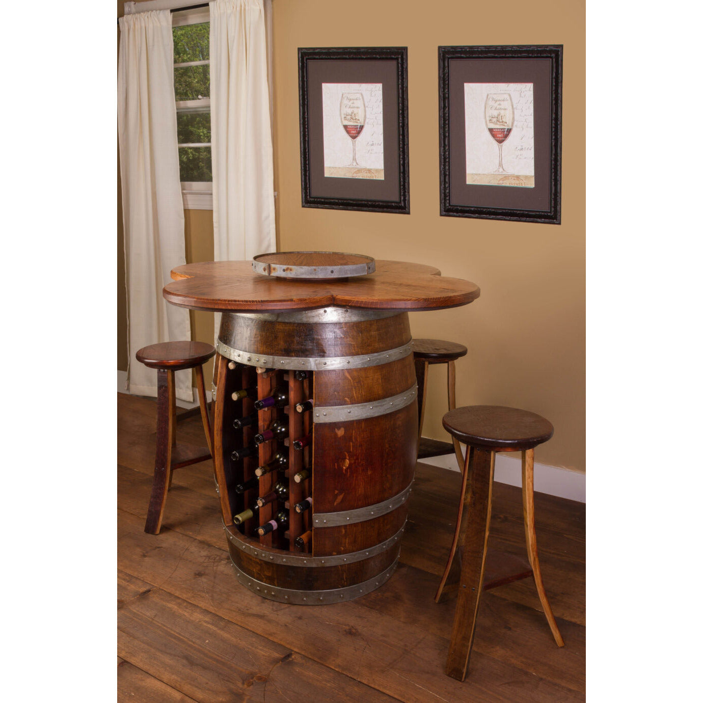 Napa East - Wine Barrel round Table Top Set Rack Base