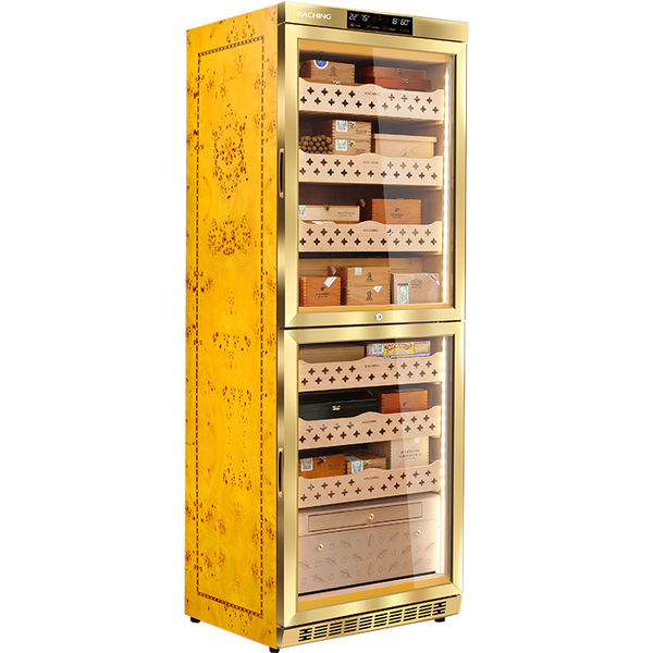 MON3800B Dual Climate Cigar Humidor Cabinet Gold