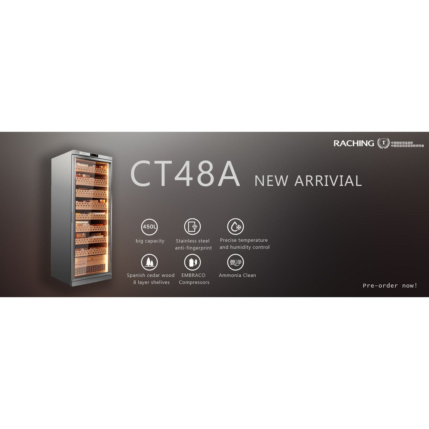 RACHING CT48A Electric Cigar Humdor Cabinet 4000 Cigar Capacity