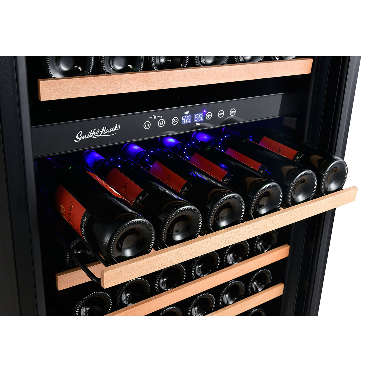 Smith & Hanks 166 Bottle Dual Zone Wine Cooler, Smoked Black Glass Door-Wine Fridges-Wine Whiskey and Smoke