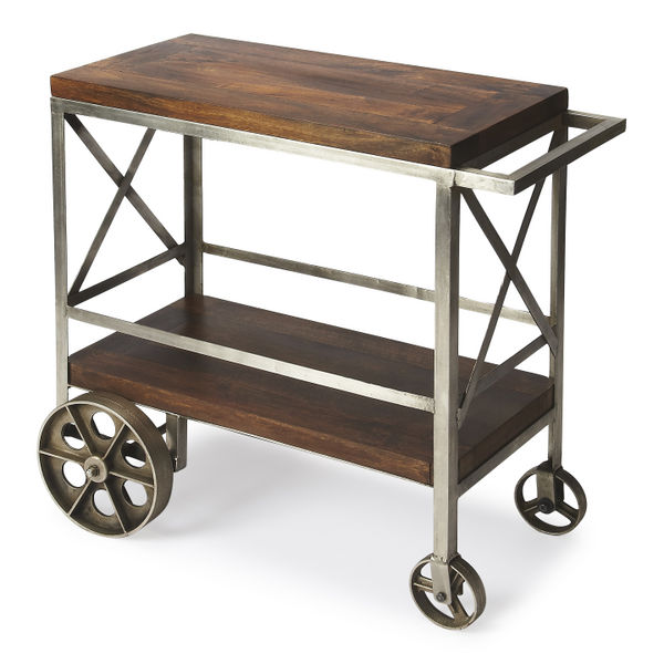 Butler Specialty Company Industrial Chic Trolley Server Bar Cart 3541330-Bar Cart-Wine Whiskey and Smoke