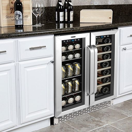 Whynter BWB-2060FDS/BWB-2060FDSa 24″ Built-In French Door Dual Zone 20 Bottle Wine Refrigerator 60 Can Beverage Center-Whynter-Wine Whiskey and Smoke