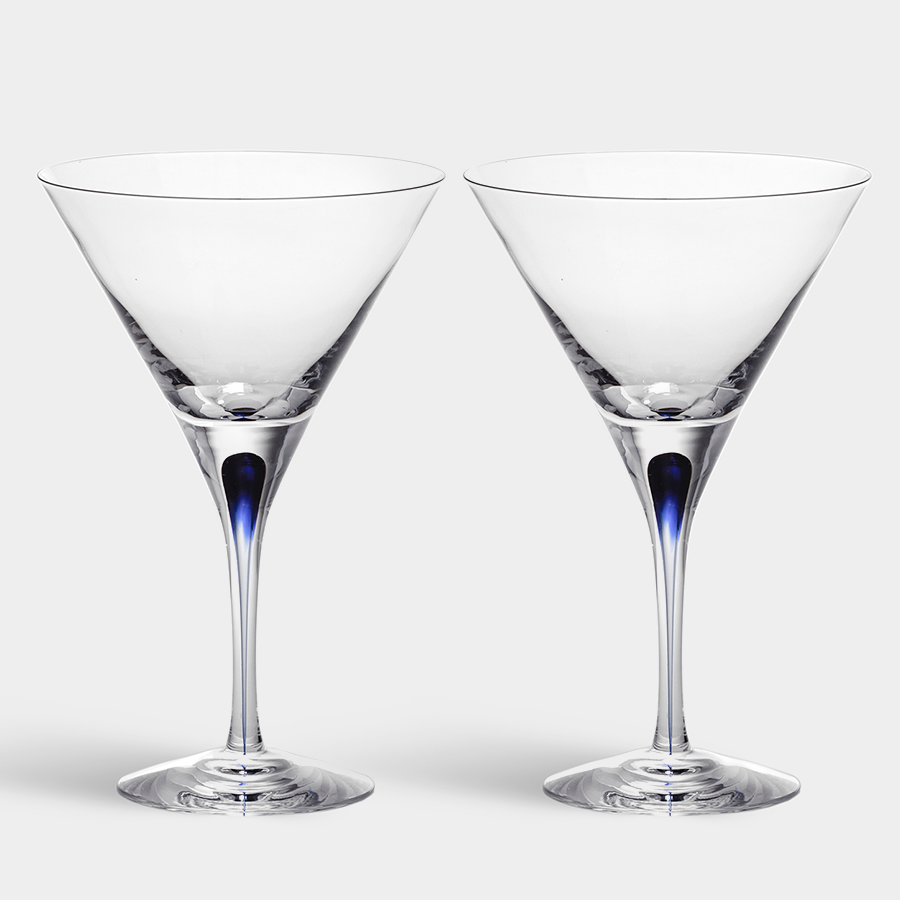 Orrefors Intermezzo Blue Martini - Set of 2