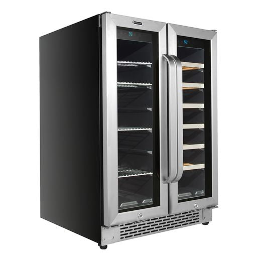 Whynter BWB-2060FDS/BWB-2060FDSa 24″ Built-In French Door Dual Zone 20 Bottle Wine Refrigerator 60 Can Beverage Center-Whynter-Wine Whiskey and Smoke