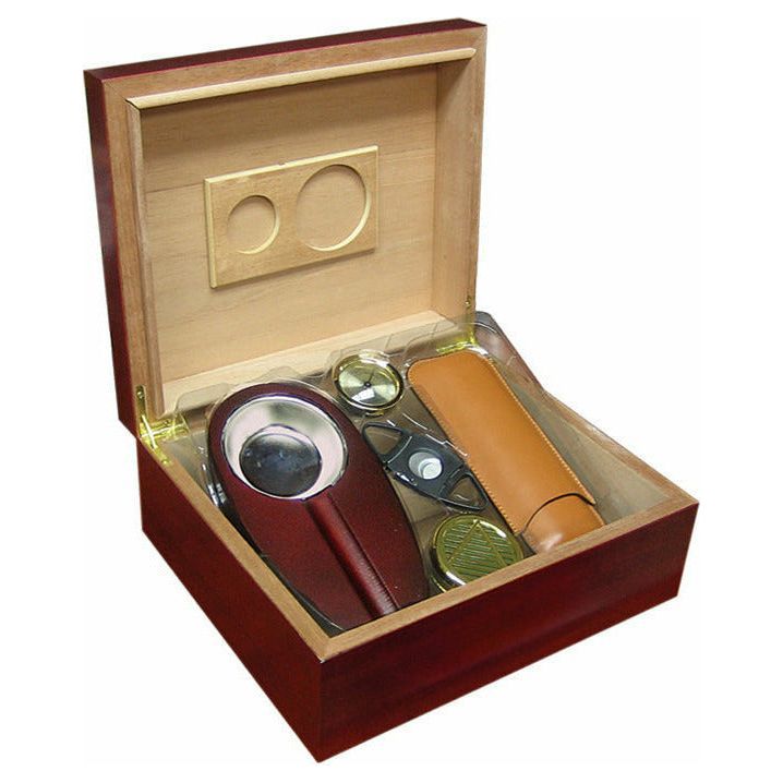 Diplomat 25-50 Count Cherry Humidor Gift Set-Humidors-Wine Whiskey and Smoke