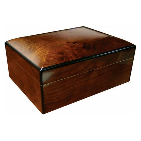 NAPOLI 75 Count High Gloss Walnut Burl Finish w/ Arched Top-Humidors-Wine Whiskey and Smoke