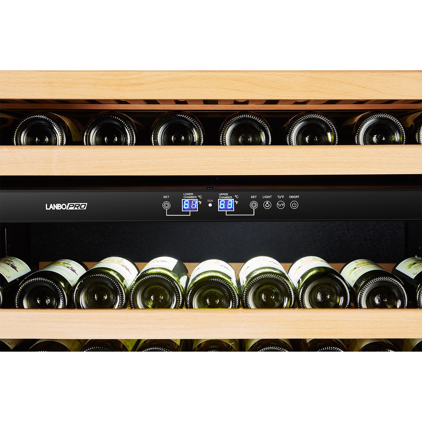 LanboPro LP328D - Black Dual Zone Wine Cooler French Doors 287 Bottle Capacity-Wine Fridges-Wine Whiskey and Smoke