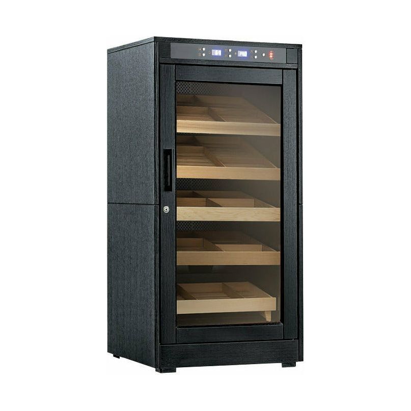 Prestige Import Group - The Redford Lite Humidor - 1250 Ct. Electric Climate/Humidity Controlled Cabinet (Black Oak)-Prestige Import Group-Wine Whiskey and Smoke
