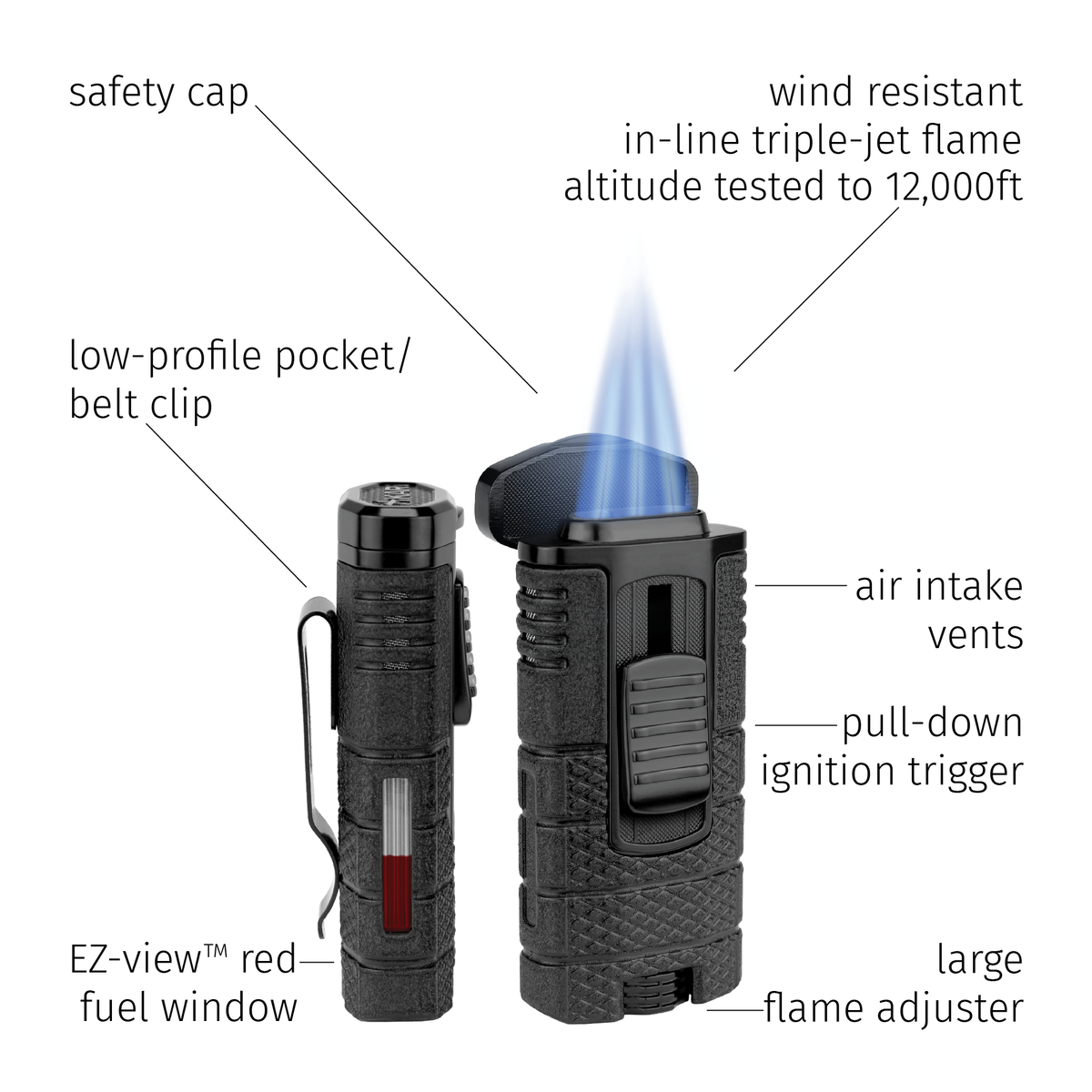 XIKAR® Tactical Triple-jet Flame Lighter-Lighters & Matches-Wine Whiskey and Smoke