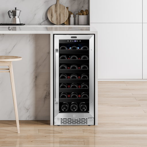 Whynter BWR-308SB 15 inch Built-In 33 Bottle Undercounter Stainless Steel Wine Refrigerator with Reversible Door, Digital Control, Lock, and Carbon Filter-Whynter-Wine Whiskey and Smoke