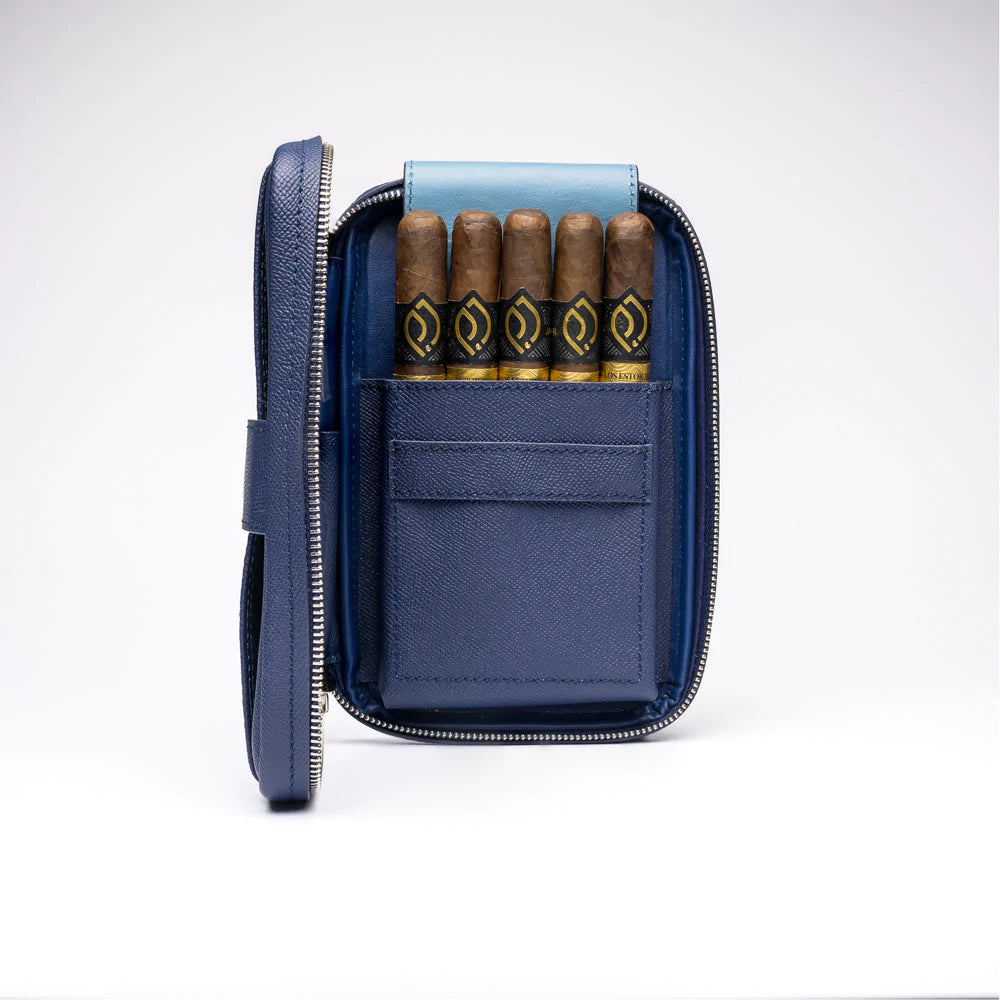 Peter James Blue Lagoon Leather Cigar Travel Case-Peter James-Wine Whiskey and Smoke