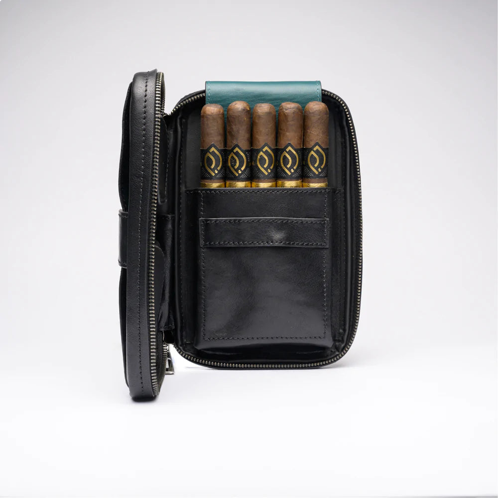 Peter James Licorice Leather Cigar Travel Case-Peter James-Wine Whiskey and Smoke