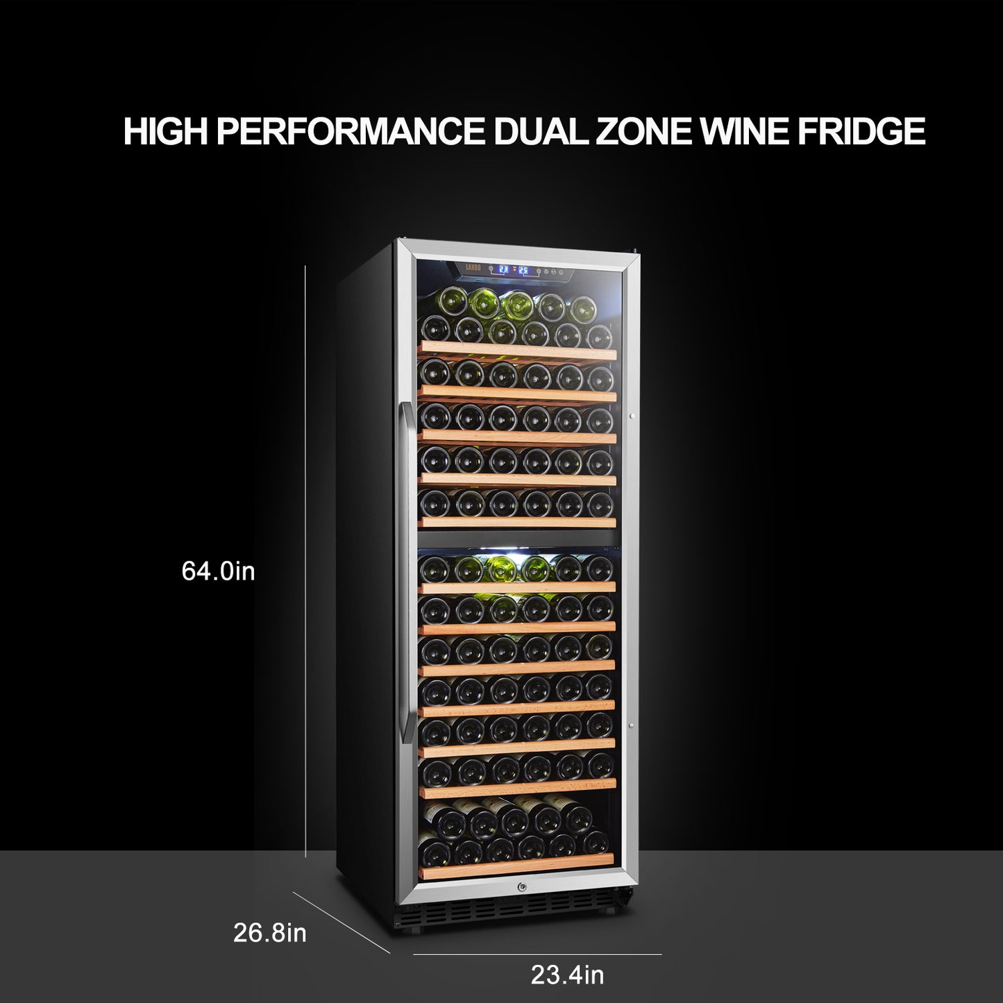 Lanbo LW142D â€“ Dual Zone (Built In or Freestanding) Compressor Wine Cooler, 138 Bottle Capacity-Wine Fridges-Wine Whiskey and Smoke