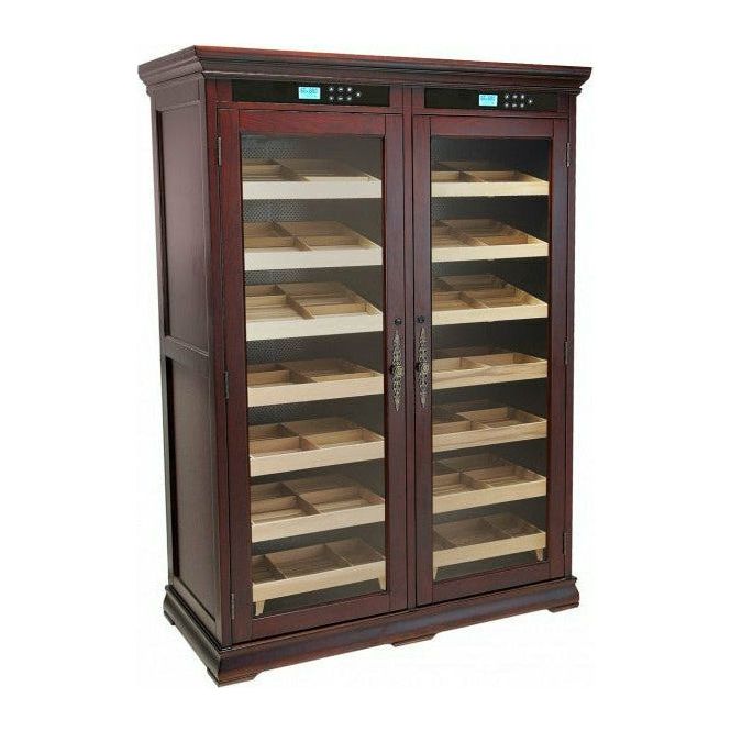 Prestige Import Group - The Reagan Humidor - 4000 Ct. Electric Climate/Humidity Controlled Cabinet (Dual Zone) (Dark Cherry)-Prestige Import Group-Wine Whiskey and Smoke