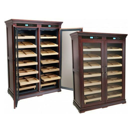 Prestige Import Group - The Reagan Humidor - 4000 Ct. Electric Climate/Humidity Controlled Cabinet (Dual Zone) (Dark Cherry)-Prestige Import Group-Wine Whiskey and Smoke