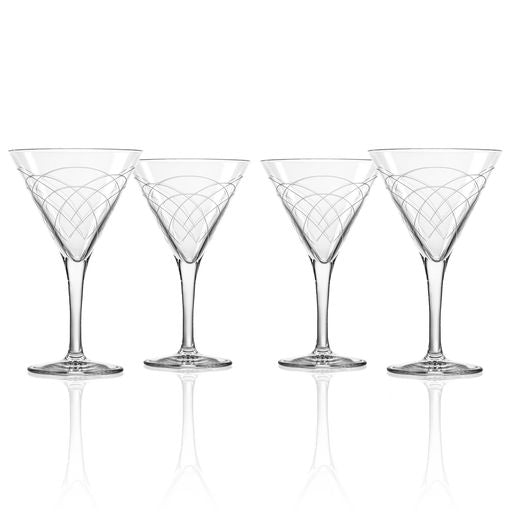 Rolf Glass Mid-Century Modern 7.5oz Martini Glass Set of 4-Barware-Wine Whiskey and Smoke